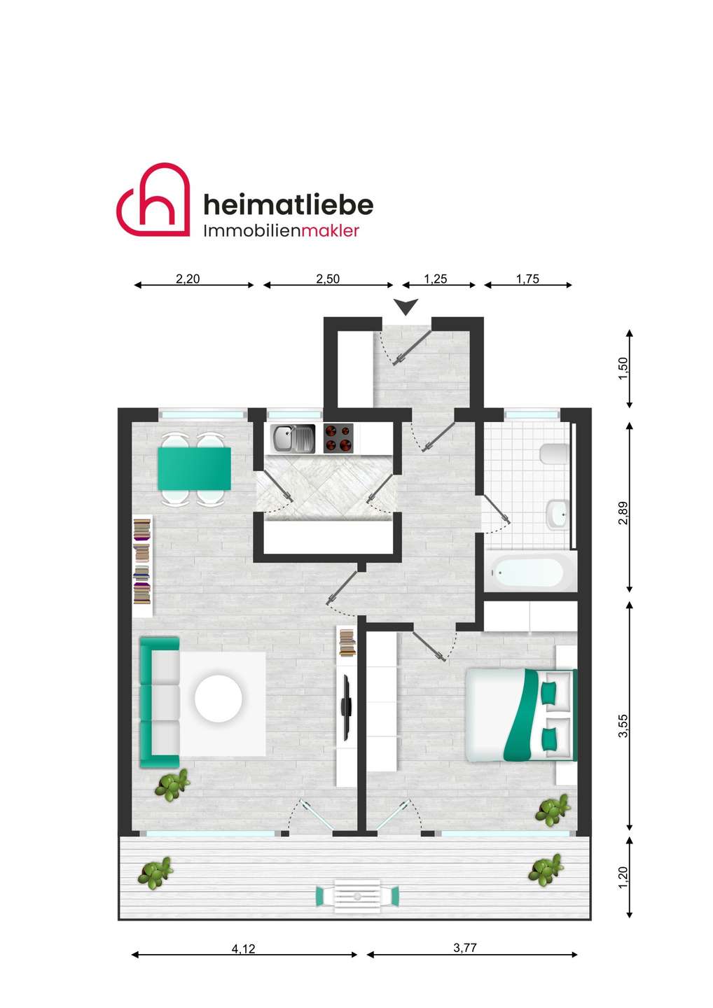 Grundriss Waterfohrstrasse 20, ETW 4 OG